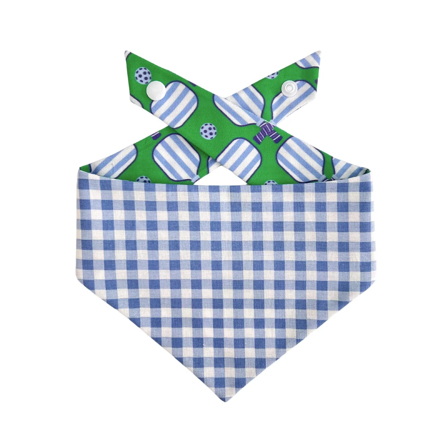 Green and Blue Pickleball Reversible Tie On Dog Bandana