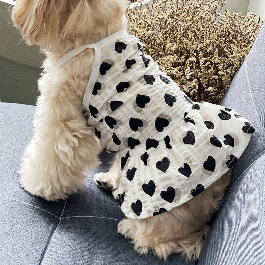 Princess Style Heart Print Dog Dress