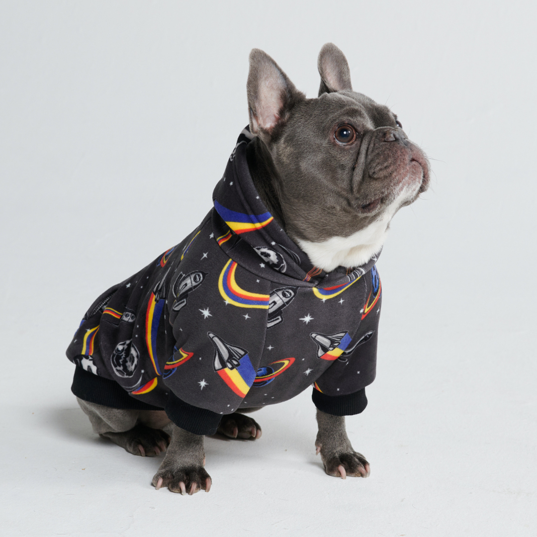 Sudadera con capucha de perro espacial