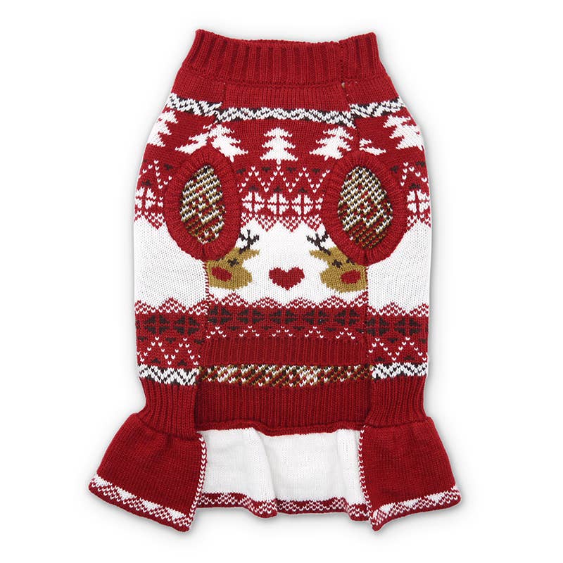 Reindeer Fair Isle Dog Sweater Dress