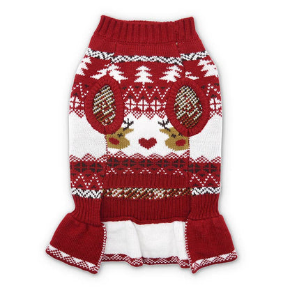 Vestido tipo suéter para perro con diseño de reno Fair Isle
