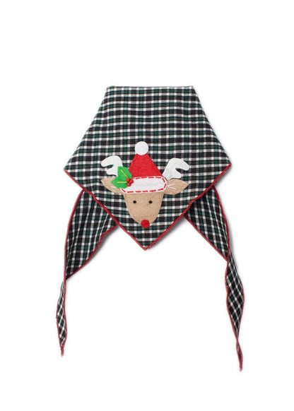 Red Nosed Reindeer Black Plaid Bandana