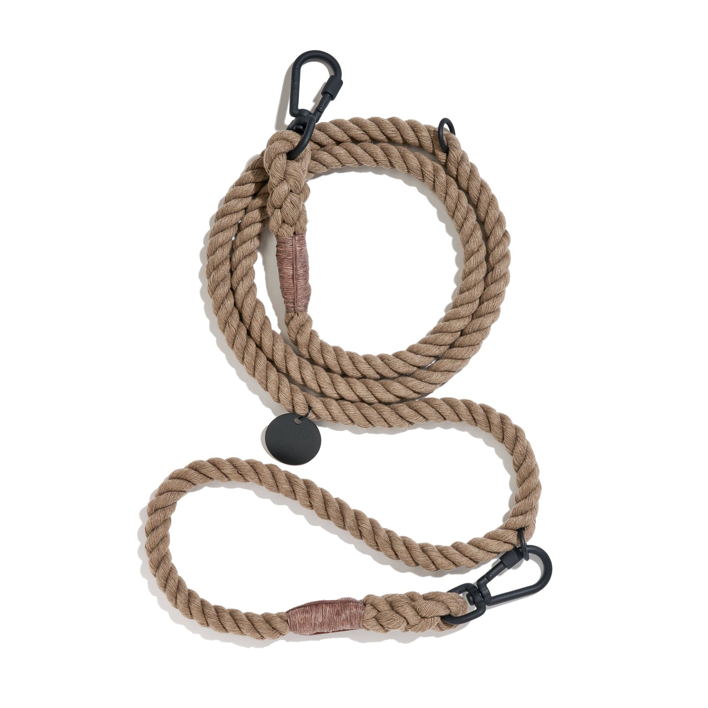 Matte Black/Natural Rope Dog Leash