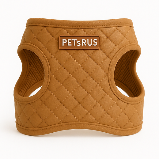 Step-In Dog Harness, Quilted Vegan Leather - Tan Brown