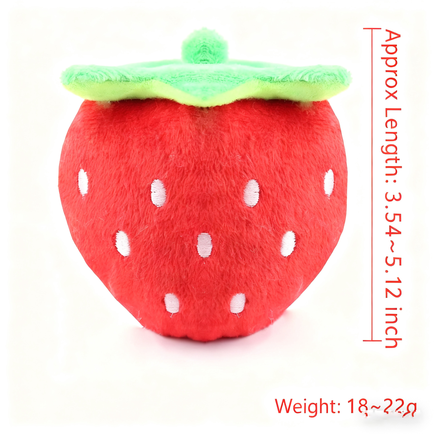 Strawberry Embroidered Plush Squeaky Dog Toy