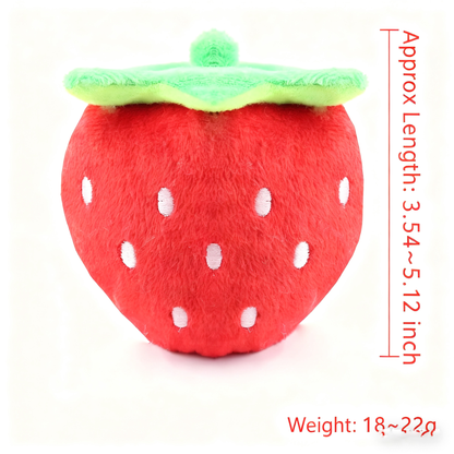 Strawberry Embroidered Plush Squeaky Dog Toy
