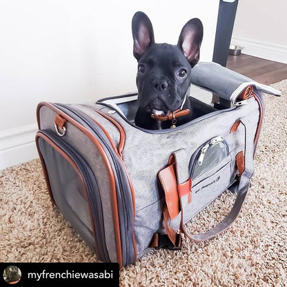 Transportín para mascotas apto para aerolíneas de la serie Gold de Mr. Peanut - Gris platino