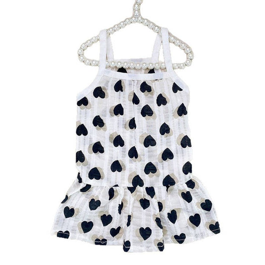 Princess Style Heart Print Dog Dress
