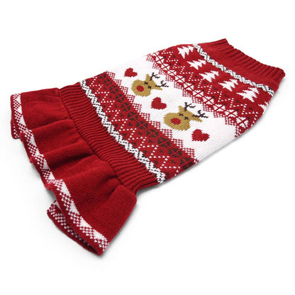 Vestido tipo suéter para perro con diseño de reno Fair Isle