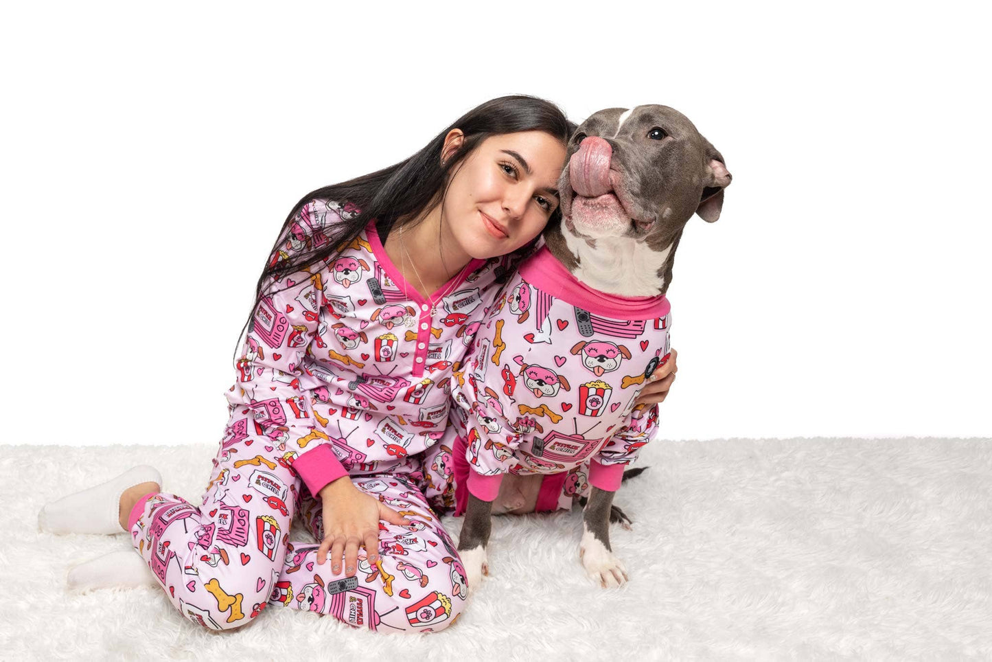Pink 'Pitflix & Chill' Pit bull Pajamas