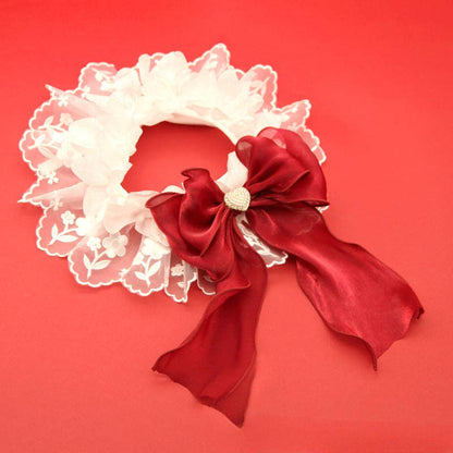 Mokka - Adjustable Dog Collar with Red Bowtie