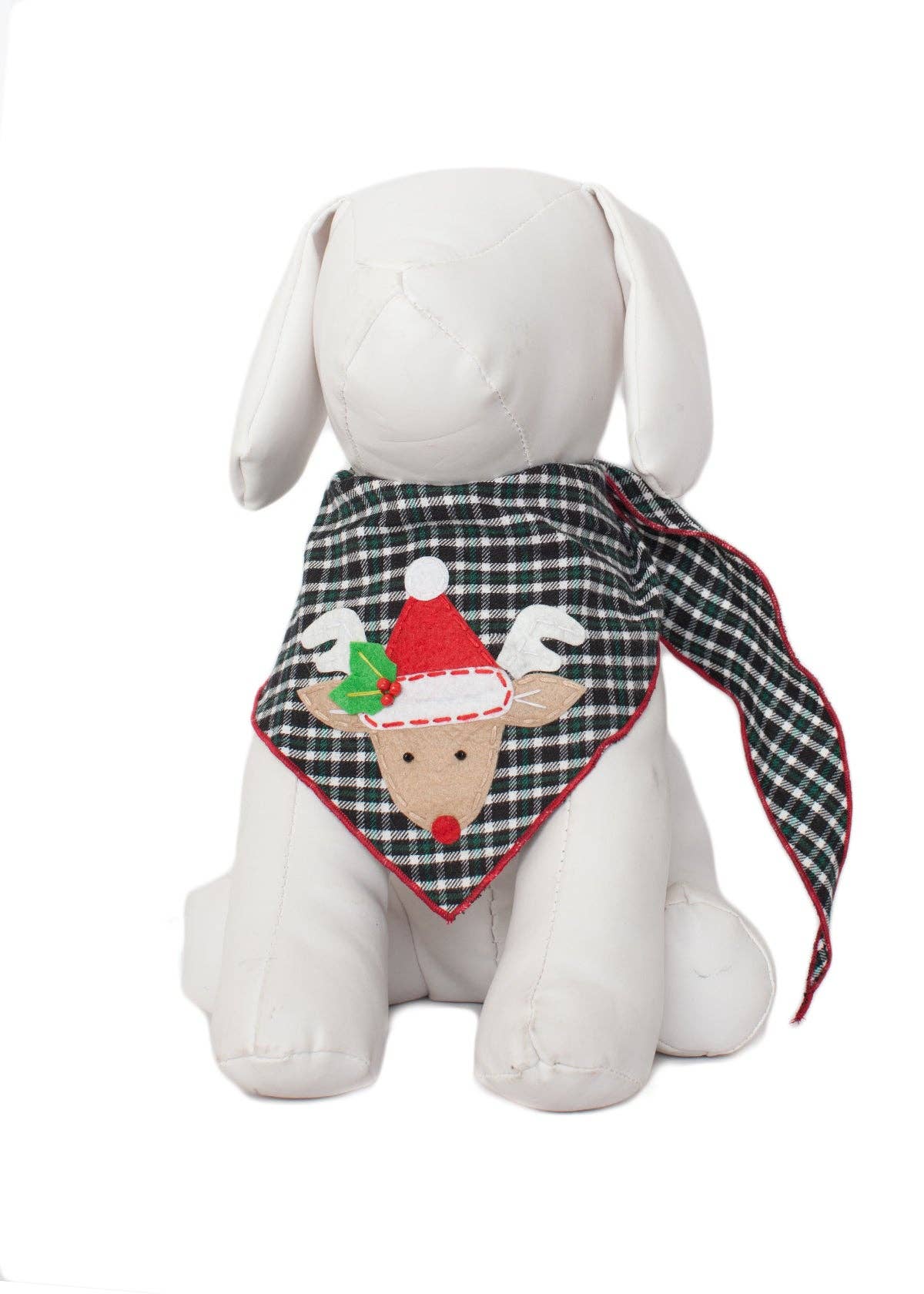 Red Nosed Reindeer Black Plaid Bandana