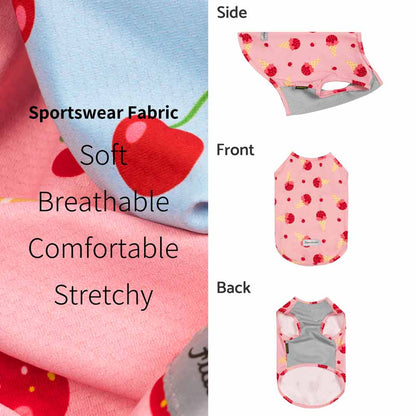 UPF 50+ Dog UV Protection Shirt - Ice Cream or Cherry