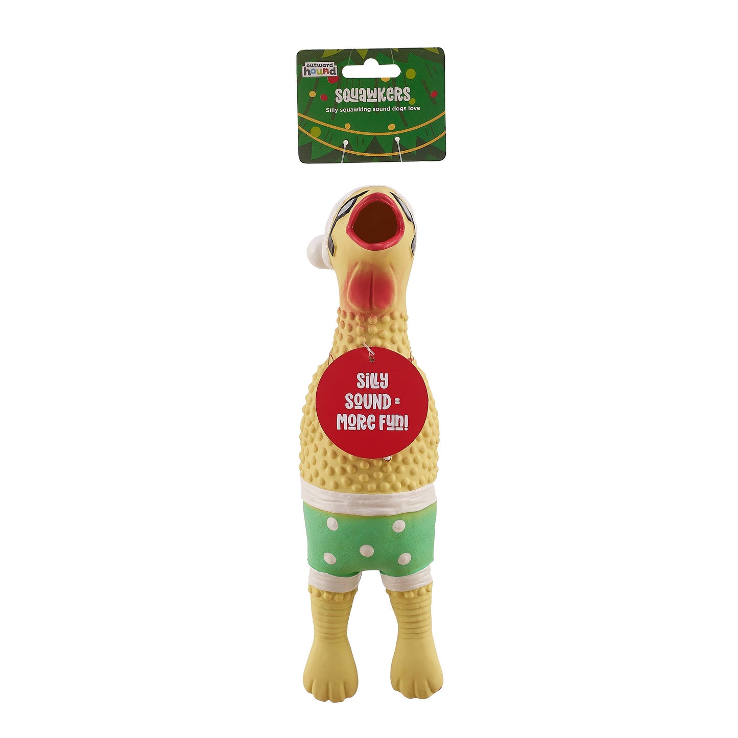 Outward Hound Squawkers Christmas Earl Latex Rubber Chicken