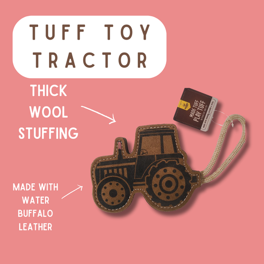 Juguetes de cuero para perros TUFF TOYS hechos de piel de búfalo de agua duradera: Tractor