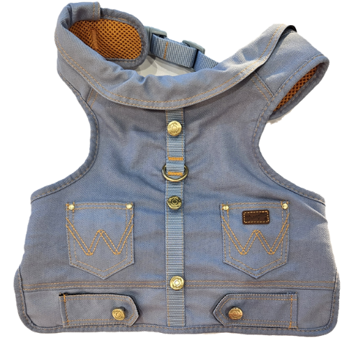 Chaleco tipo arnés para perros Wrangler Light Denim