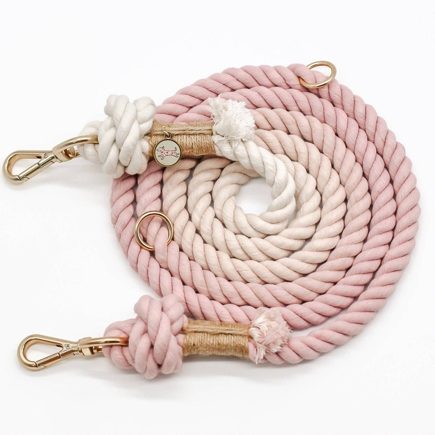 Rosy Quartz Ombre | Hands Free Rope Leash | 8ft Extra Sturdy