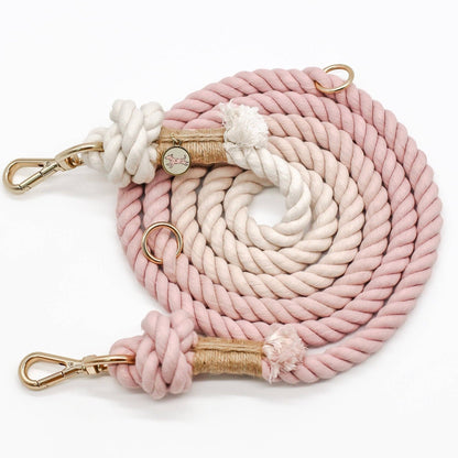 Rosy Quartz Ombre | Hands Free Rope Leash | 8ft Extra Sturdy