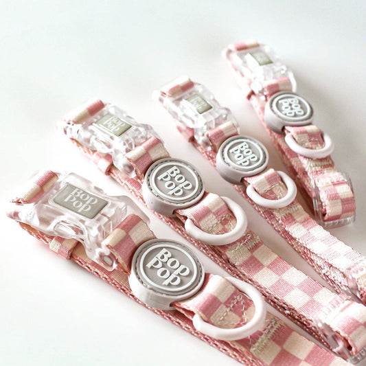 Checkerboard Dog Collar in Light Pink