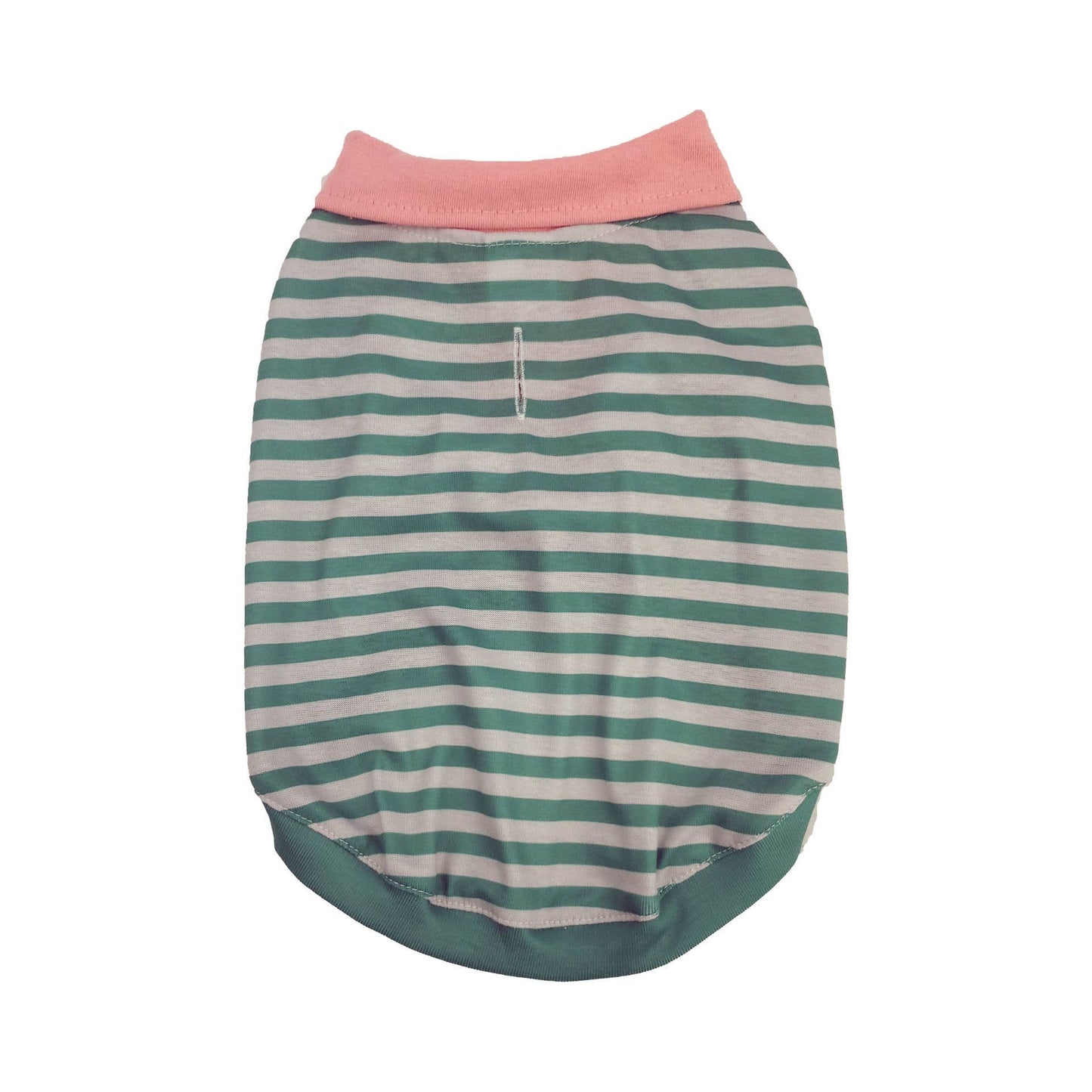 Green Stripe Polo with Pink Collar