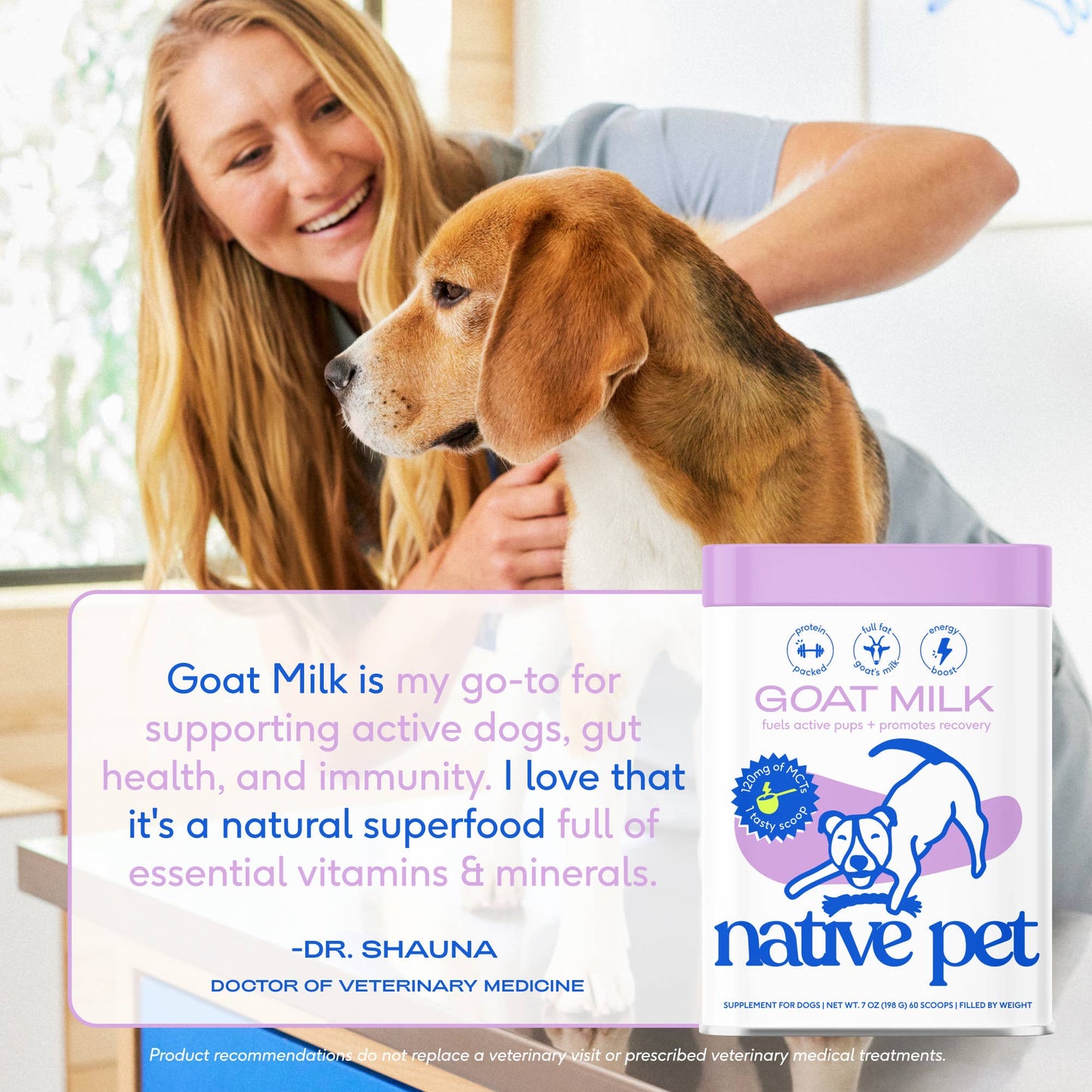 Goat Milk Powder Recovery & Energy Support for Active Dogs: 7 oz