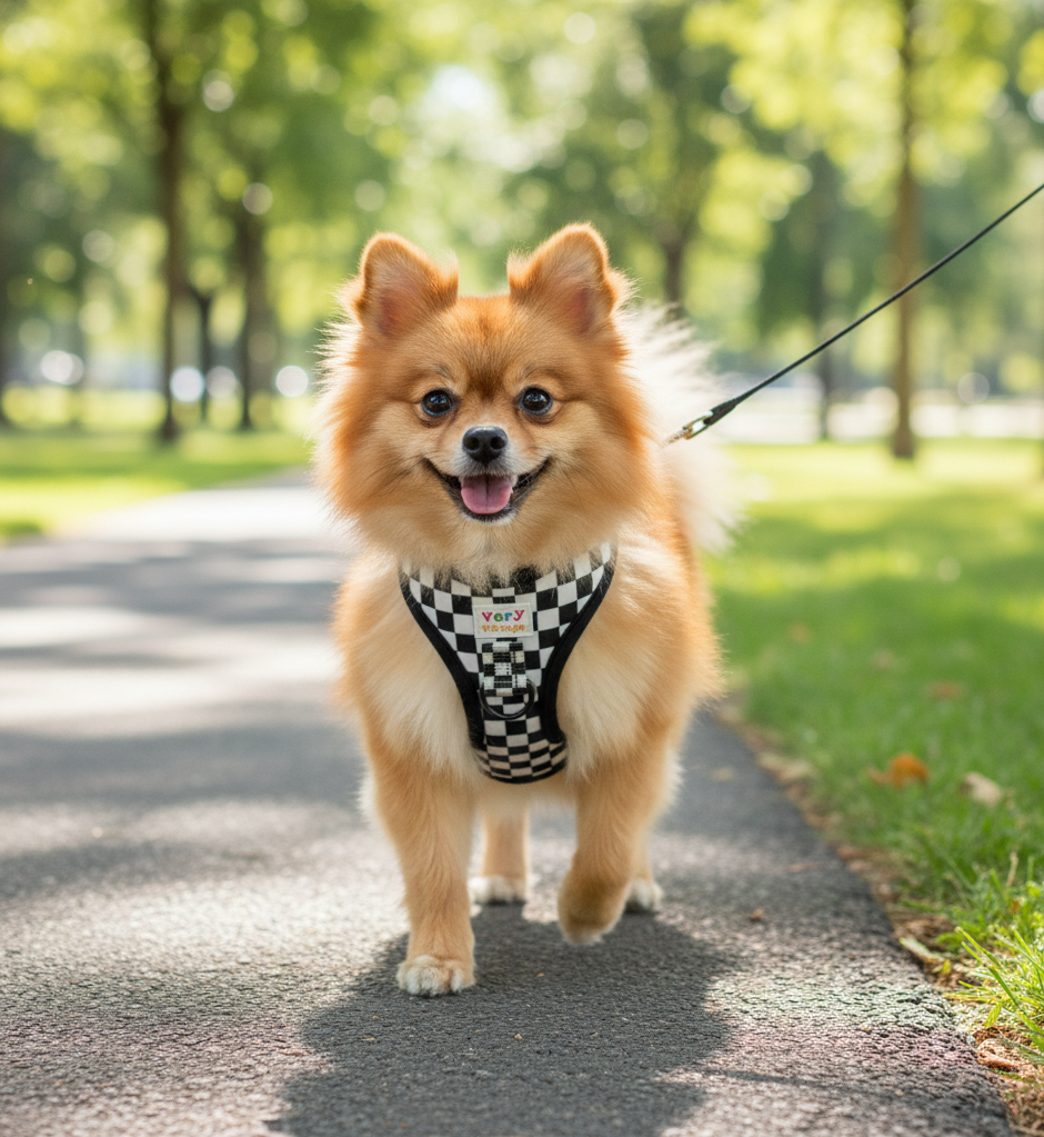 Checkered Black & White Step-In Dog Harness