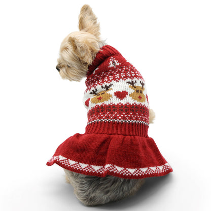 Vestido tipo suéter para perro con diseño de reno Fair Isle