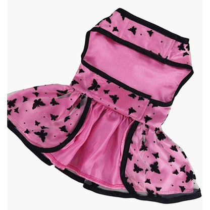 All Aflutter Pink & Black Dog Dress: X-Large