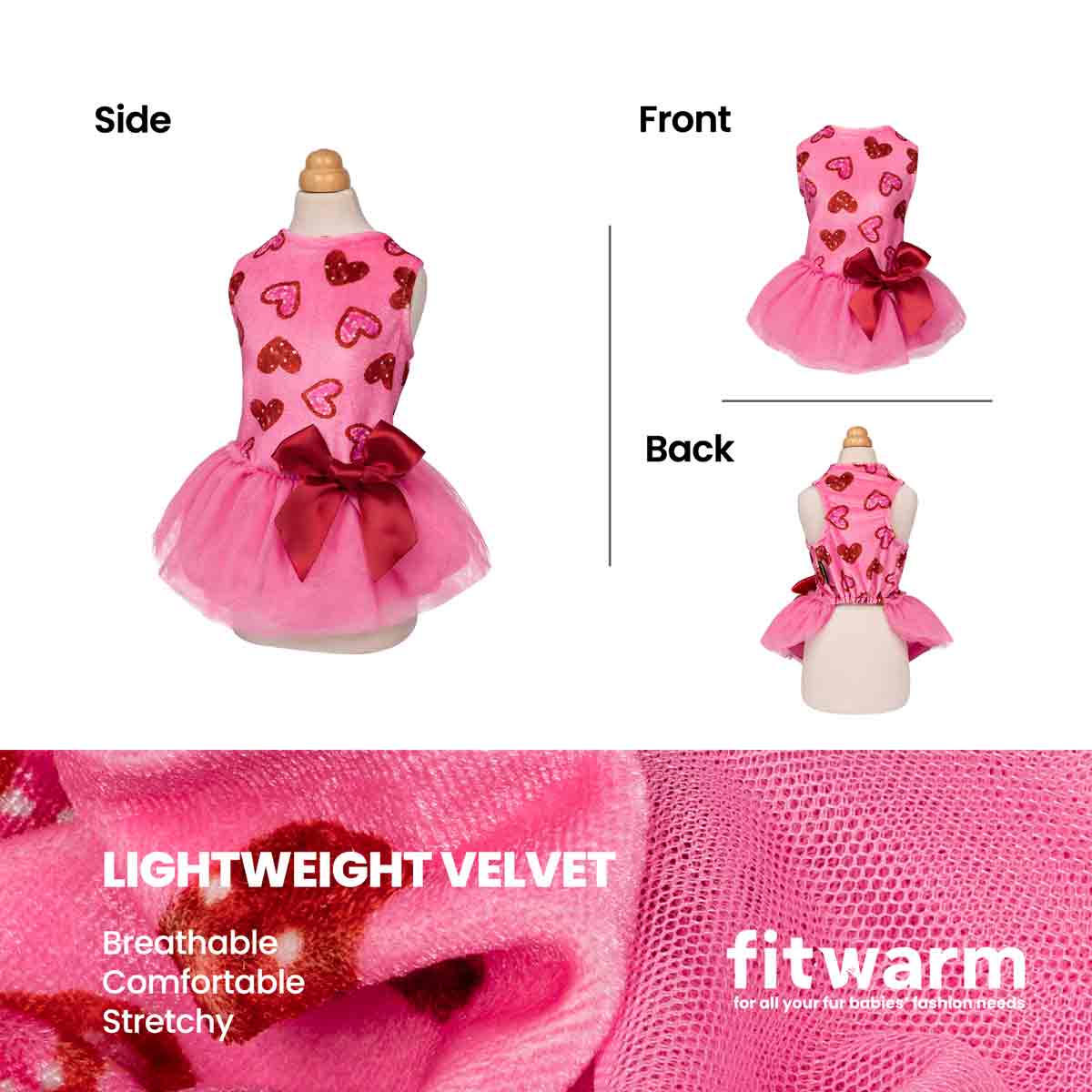 Heart Pattern Dog Tulle Dress