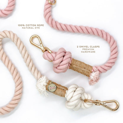 Rosy Quartz Ombre | Hands Free Rope Leash | 8ft Extra Sturdy