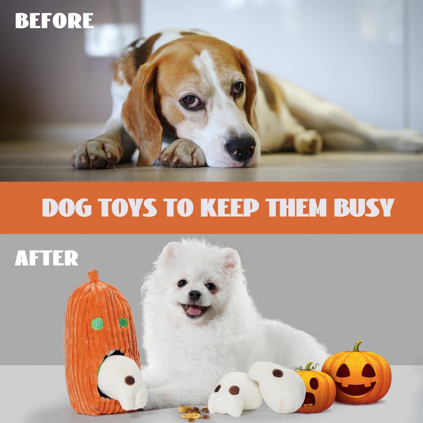 Nocciola 4 PCS Halloween Dog Toys, Pumpkin & Skulls Dog Spooky Toys