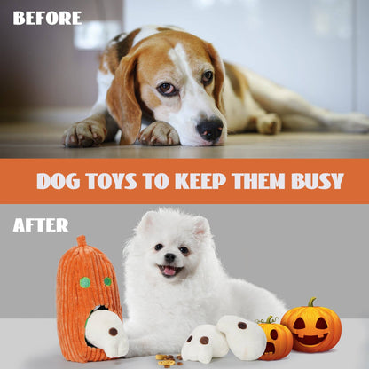Nocciola 4 PCS Halloween Dog Toys, Pumpkin & Skulls Dog Spooky Toys