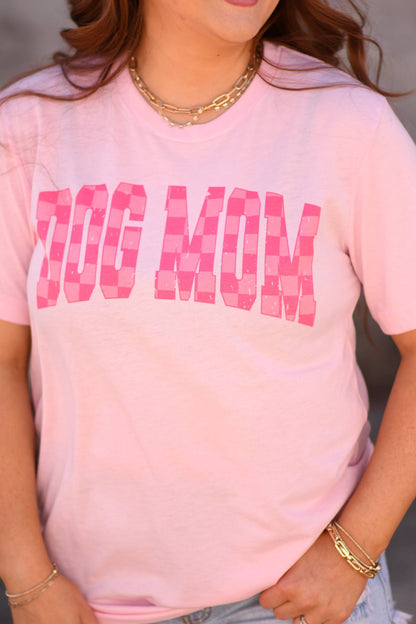 Camiseta a cuadros rosa de Dog Mom