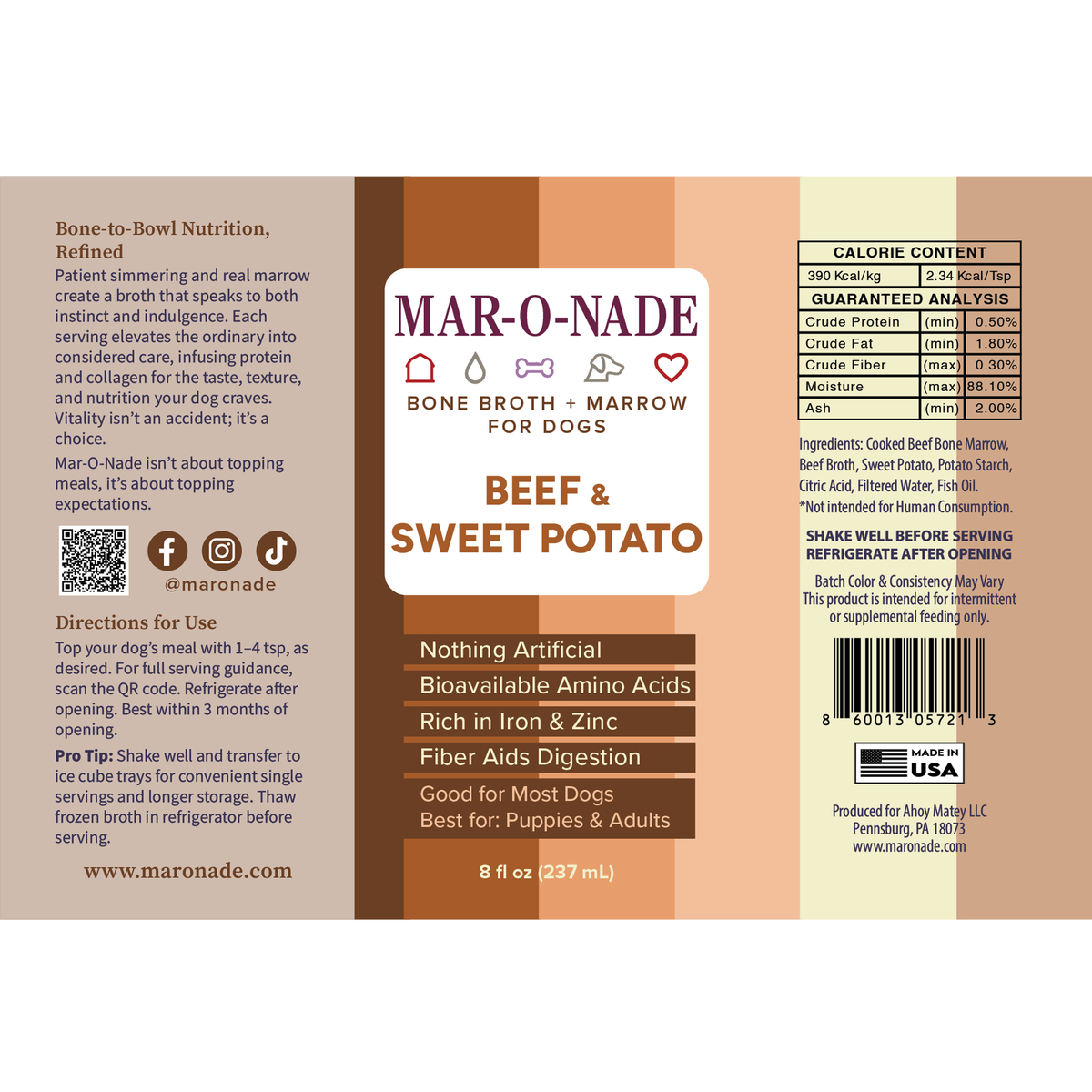Beef & Sweet Potato Bone Broth + Marrow for Dogs