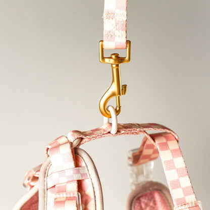 Checkerboard Dog Harness in Light Pink