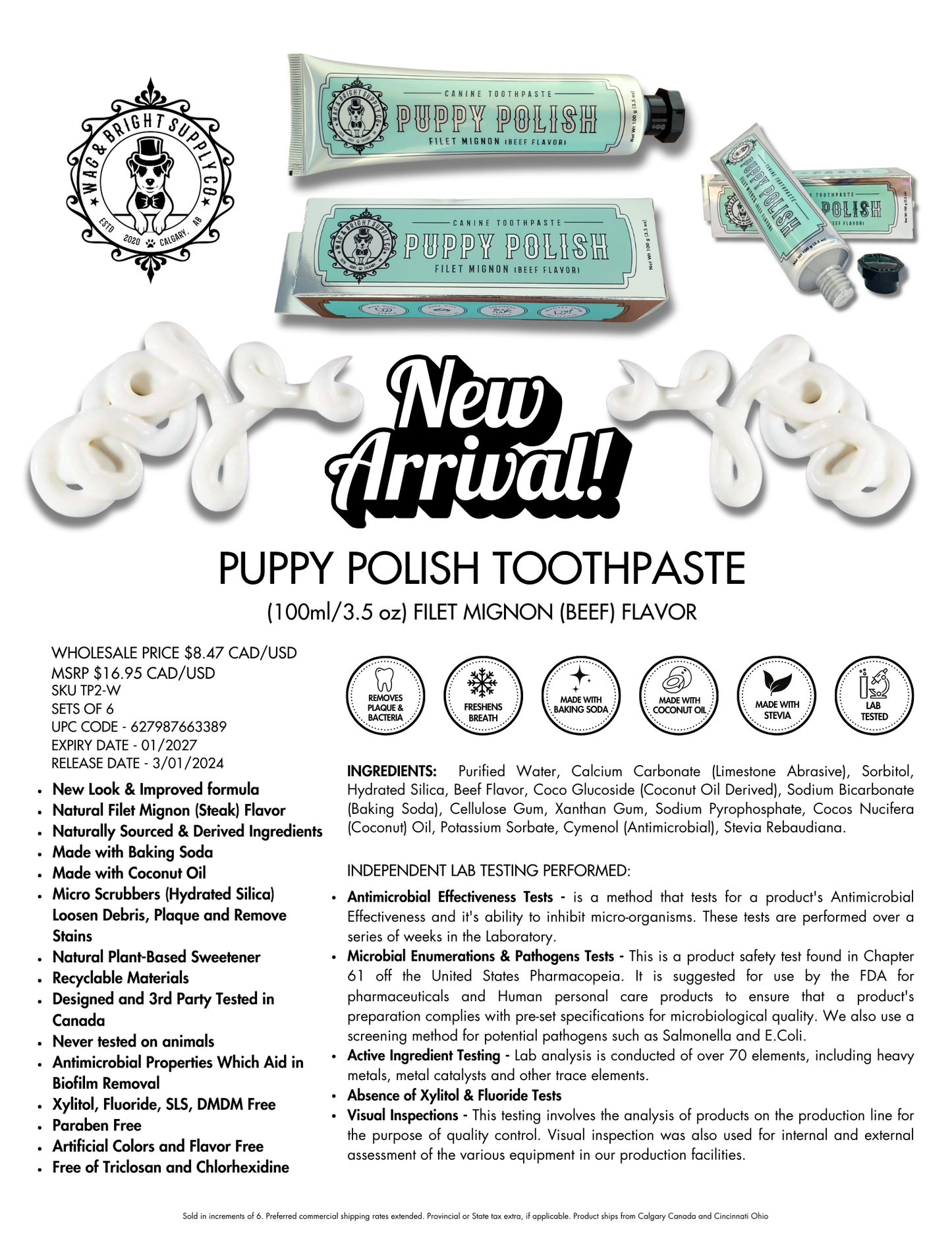 Pasta de dientes Puppy Polish - Filete Mignon (Carne de Res)