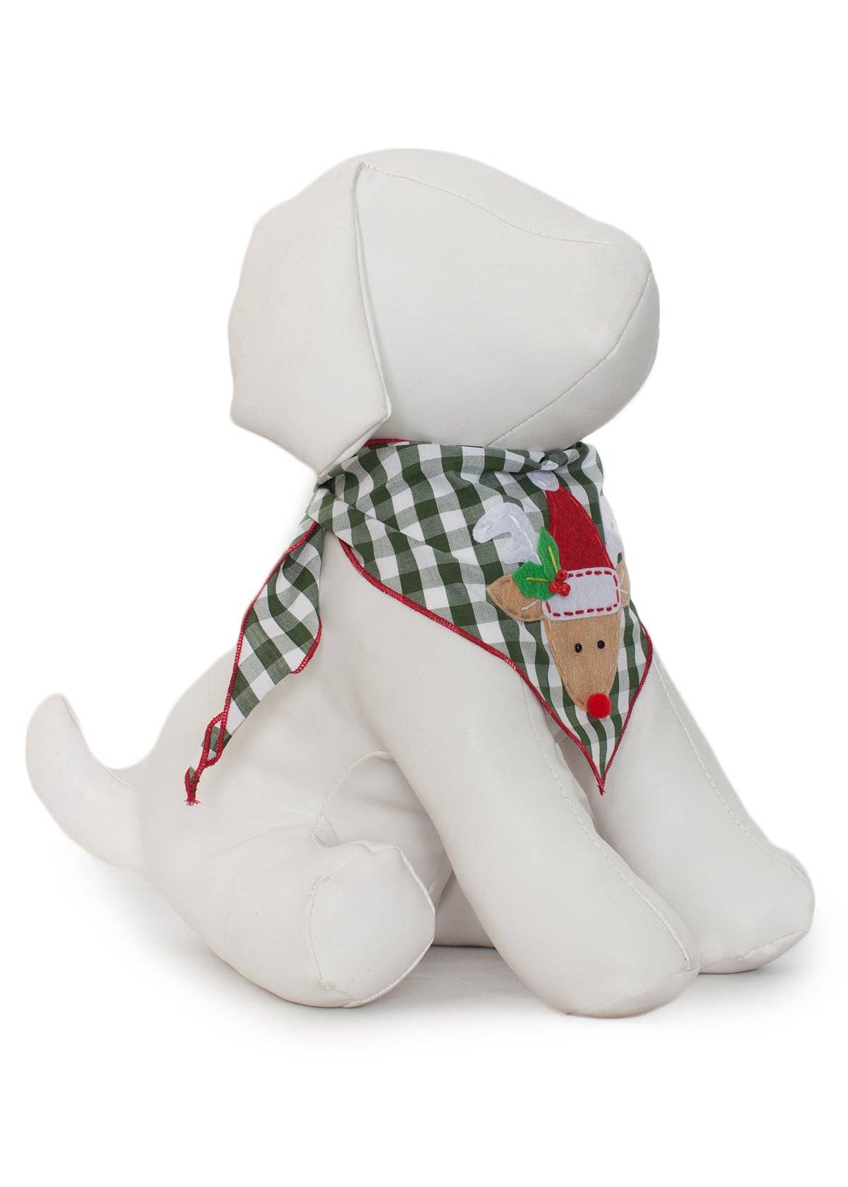 Red Nosed Reindeer Green Gingham Bandana
