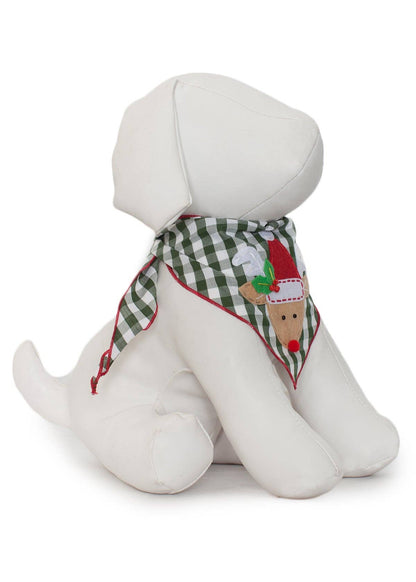 Red Nosed Reindeer Green Gingham Bandana