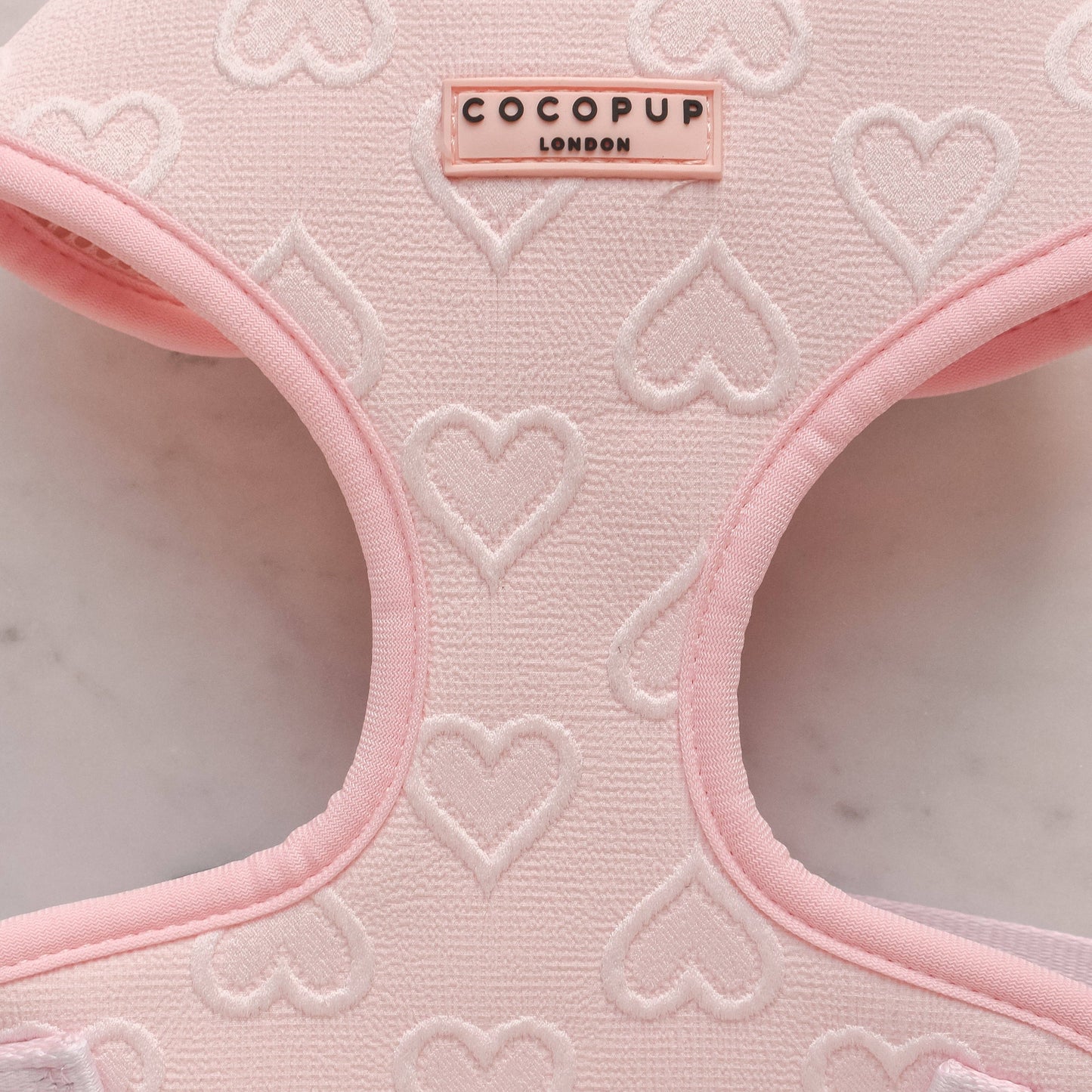 Luxe Adjustable Neck Dog Harness - Baby Pink Heart