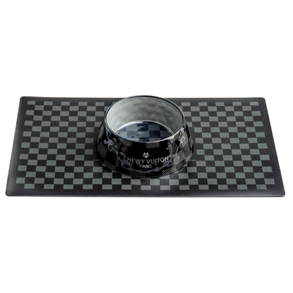 Black Checker Chewy Vuiton Bowl Placemat