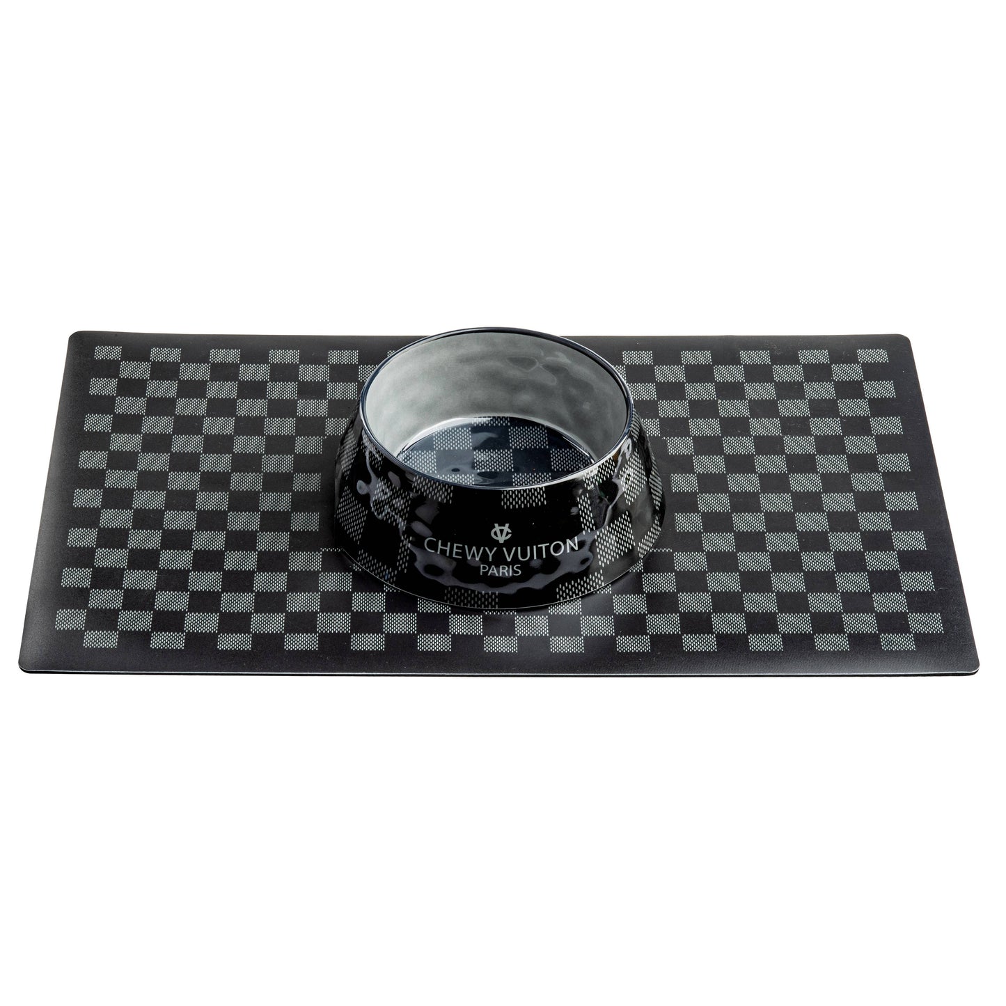 Black Checker Chewy Vuiton Bowl