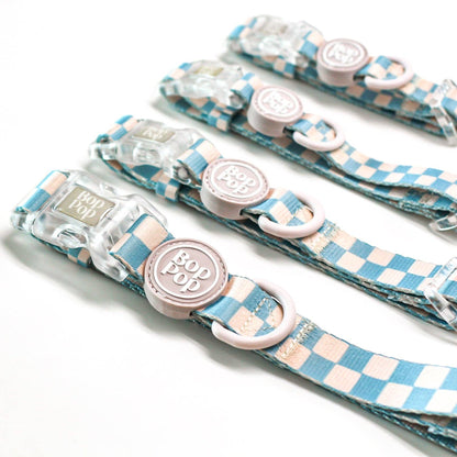 Checkerboard Dog Collar in Slate Blue