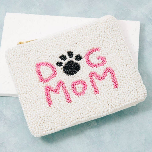 Seed Beaded Dog Mom Coin Purse