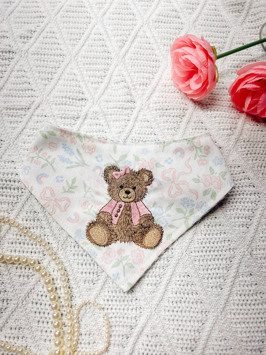 Bear Reversible Floral Ribbon Dog Bandana