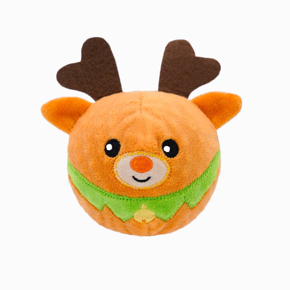 HugSmart Pet - Happy Woofmas Reindeer - Dog Ball Toy