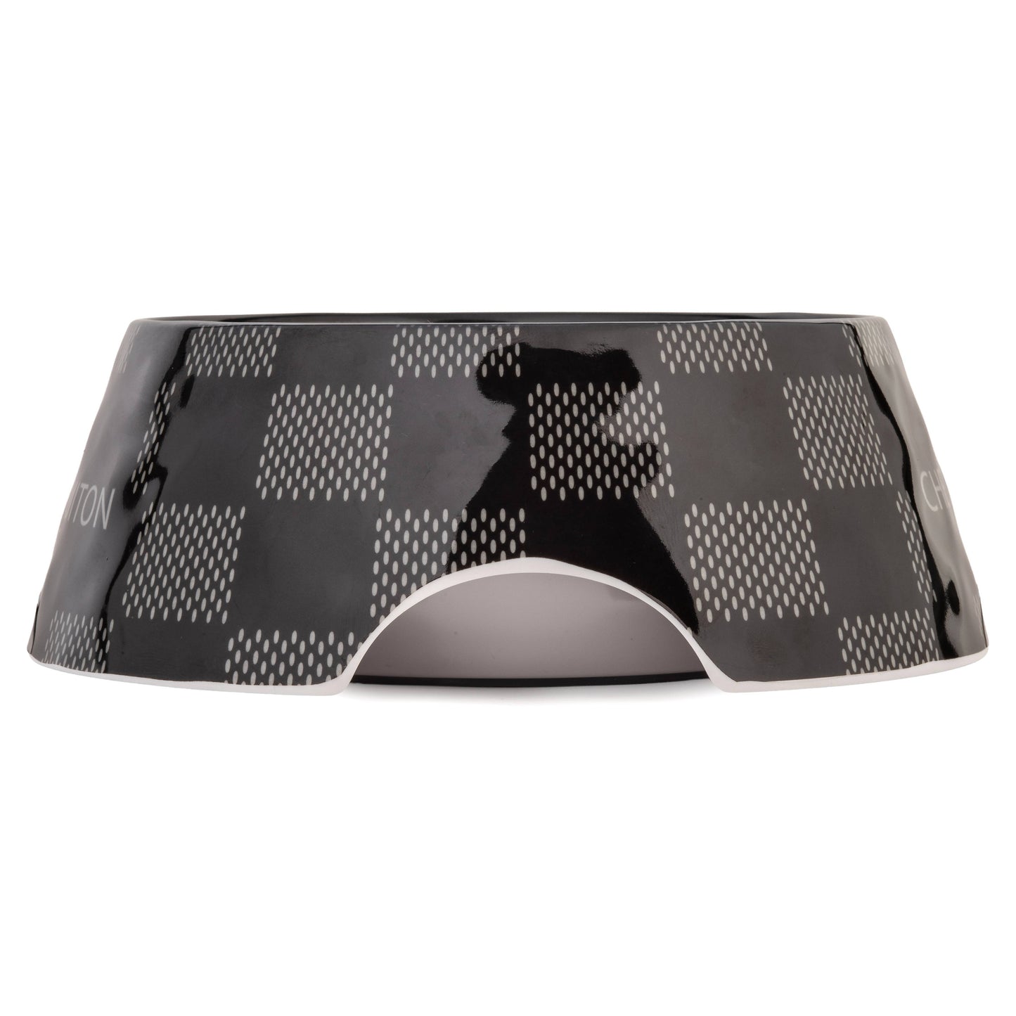 Black Checker Chewy Vuiton Bowl