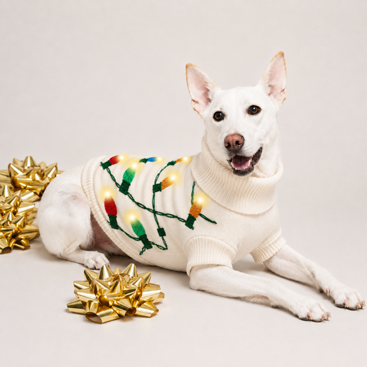 Vintage Lights Dog Sweater with LED Lights