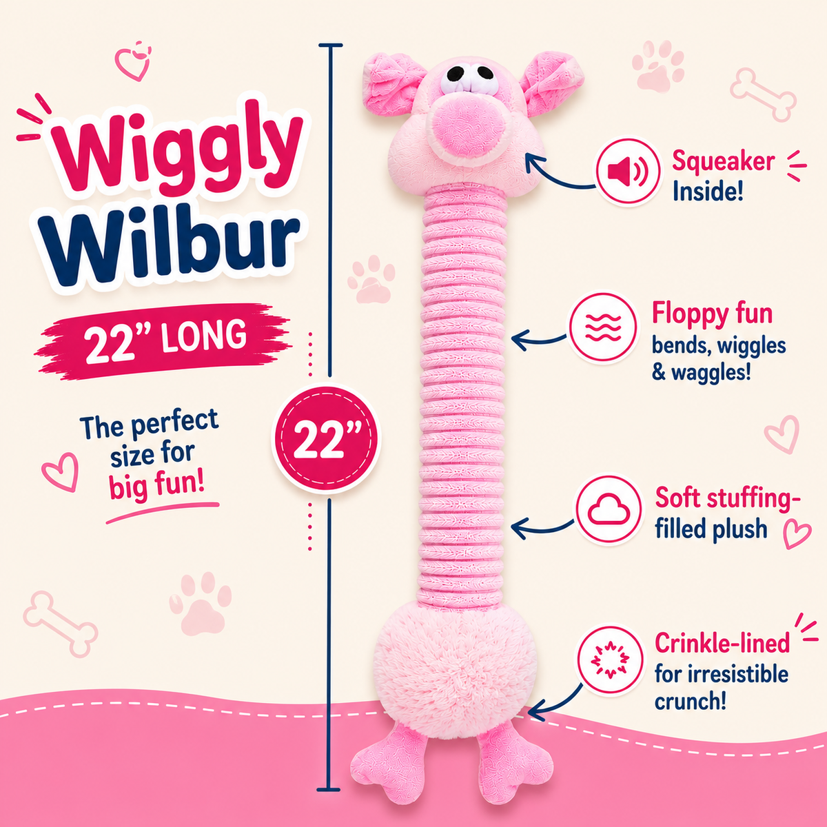 Long Plush Dog Toy - 22"