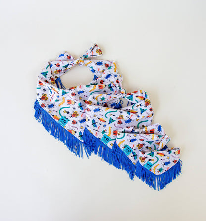 Bugs with Blue Fringe Bandana