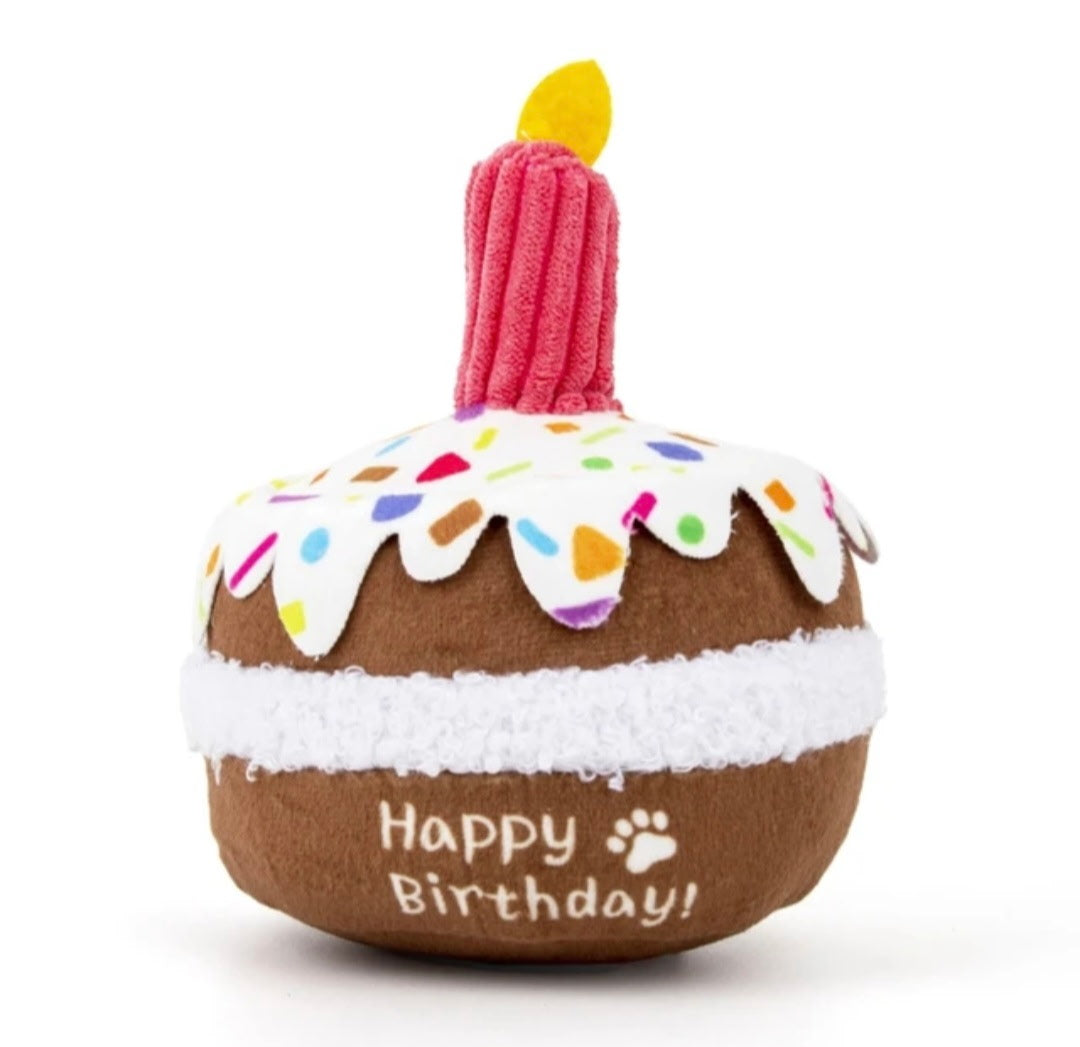 Happy Birthday Cake with Candle Dog Toy